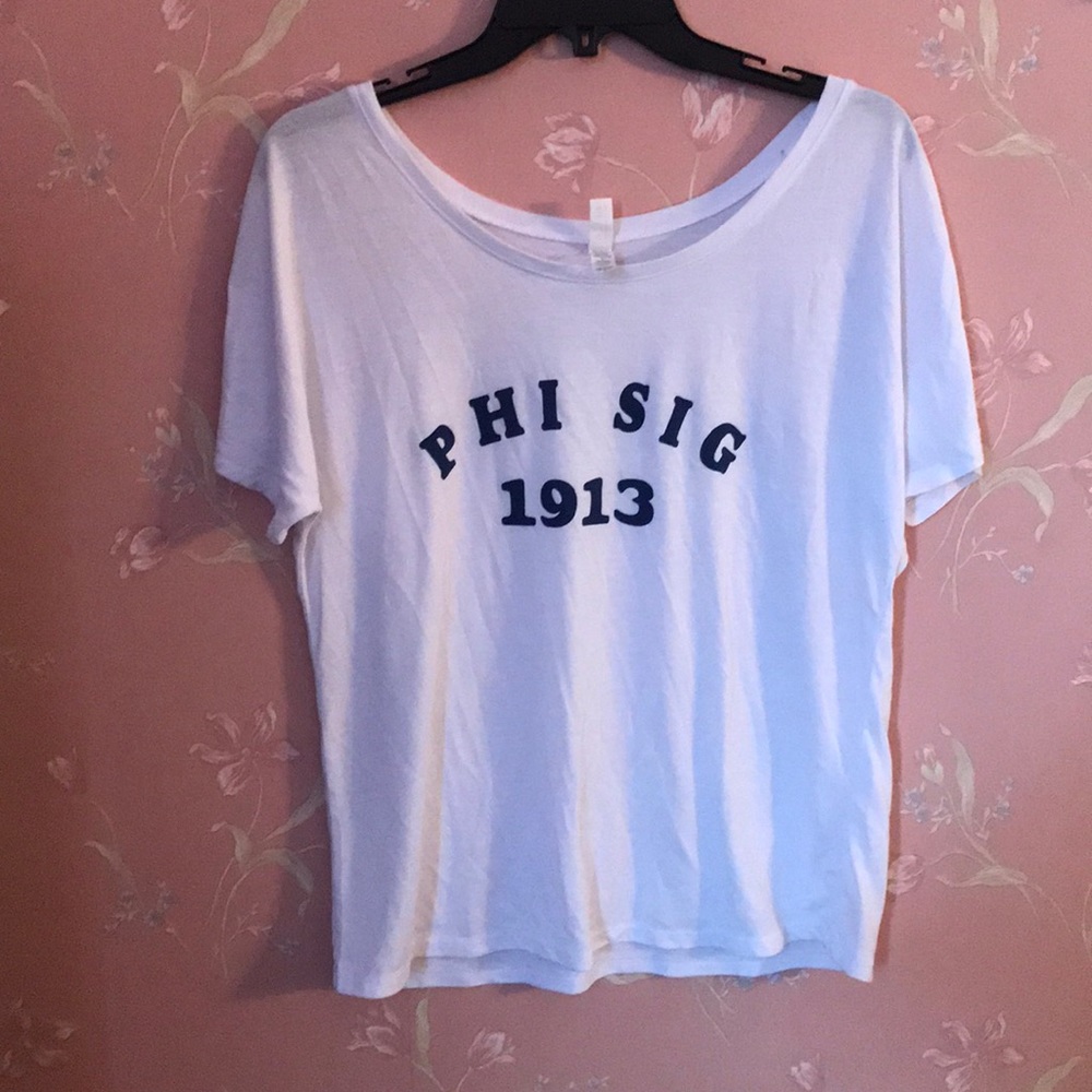 White scoop neck phi sigma sigma sorority t shirt